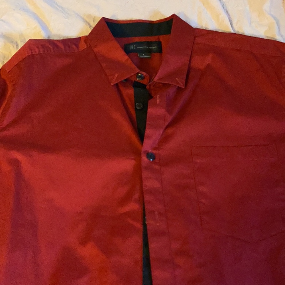 Inc red large short sleeved button down